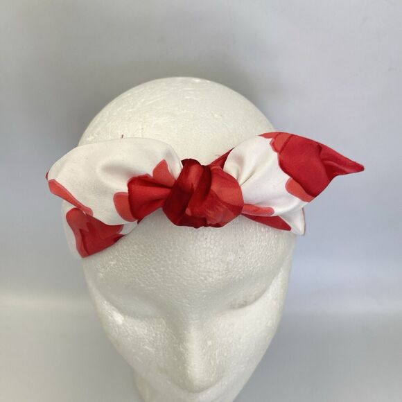 New Women Headband Hair Accessories knotted Red And White Floral - Picture 10 of 15
